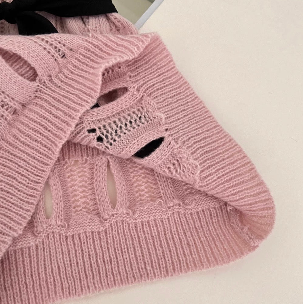 Bow-tie Hollowed Crochet Knitwear