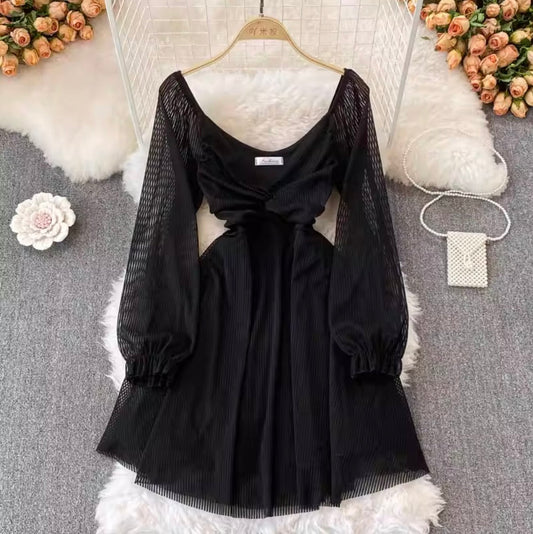 Robe en maille nouée chic à col en V