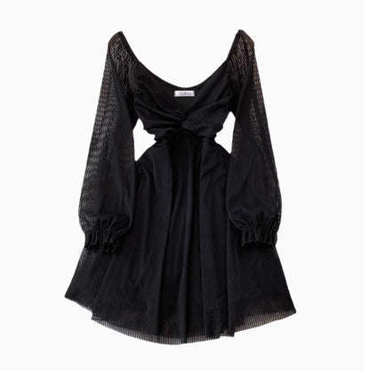 Chic V-neck Knotted Mesh Dress