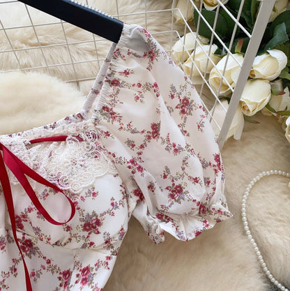 Puffy Sleeve Floral Printed Dress