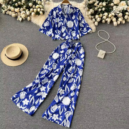 Polo imprimé et pantalon, 2 pièces