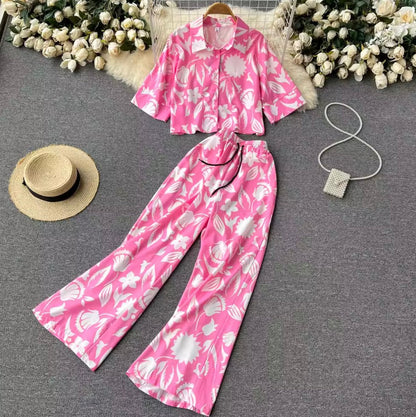 Polo imprimé et pantalon, 2 pièces