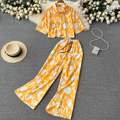 Polo imprimé et pantalon, 2 pièces