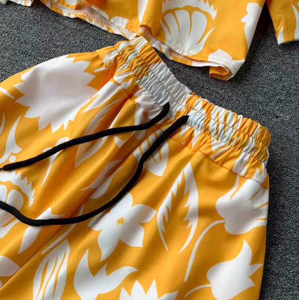 Polo imprimé et pantalon, 2 pièces
