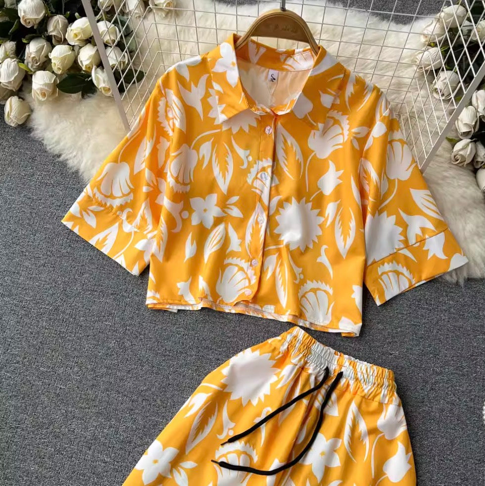 Polo imprimé et pantalon, 2 pièces