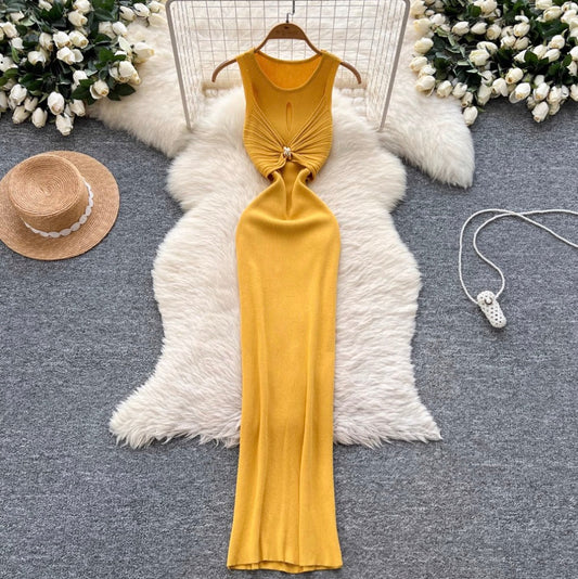 Premium Sleeveless Knotted Knit Dress