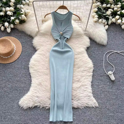Premium Sleeveless Knotted Knit Dress