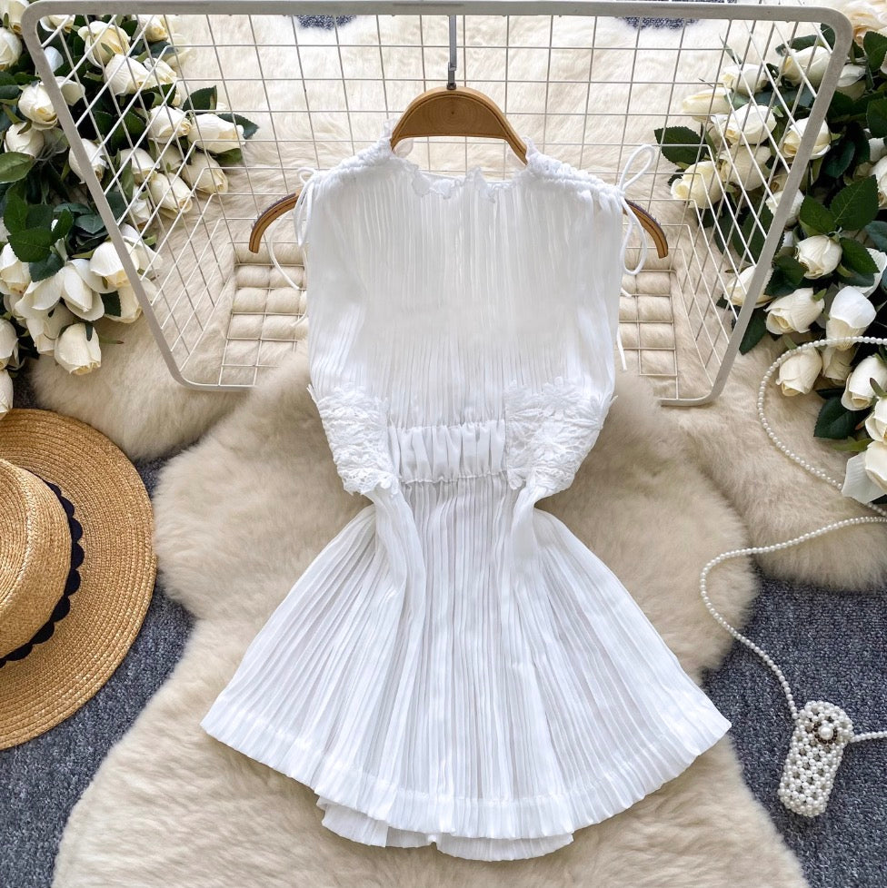 Korean Style V-neck Pleated Top