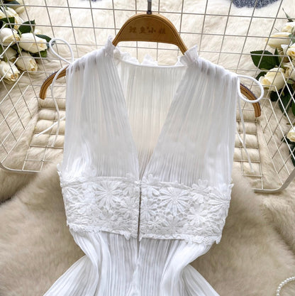 Korean Style V-neck Pleated Top