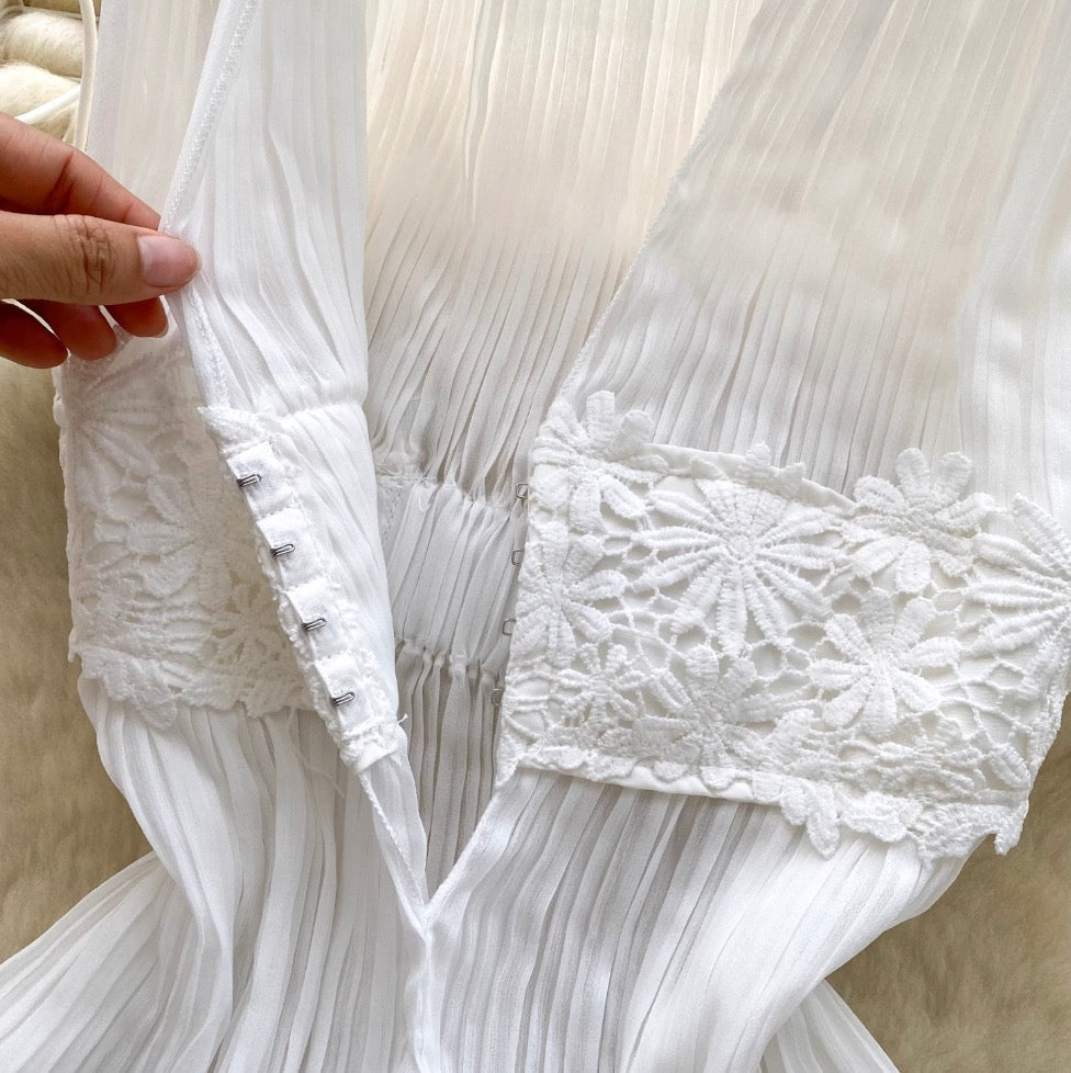 Korean Style V-neck Pleated Top