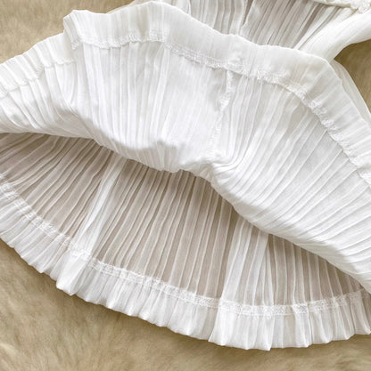 Korean Style V-neck Pleated Top