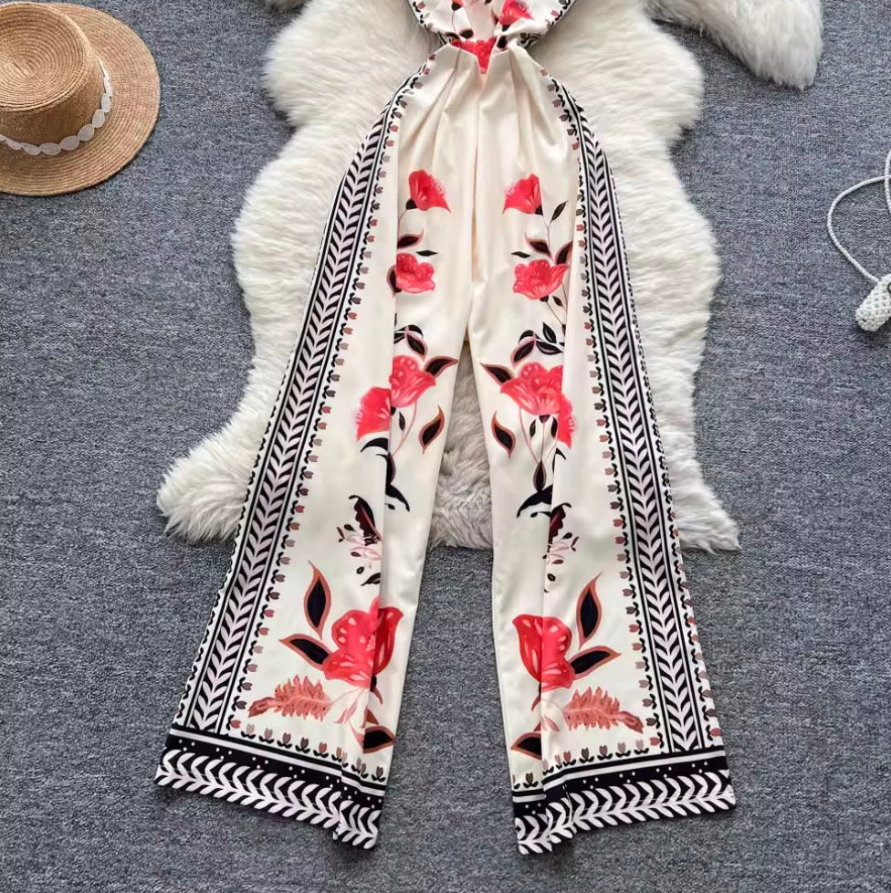 Vacation Floral Printed Slip Jumpsuit
