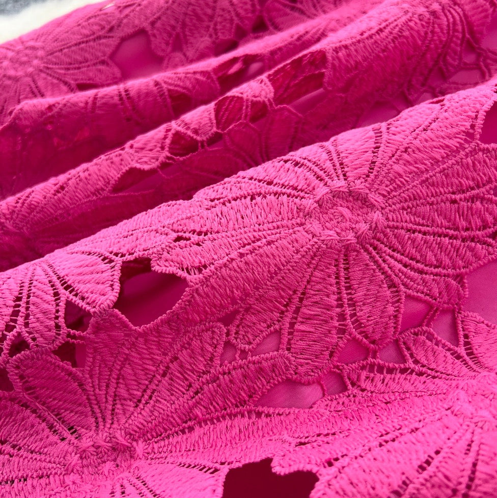 Hollowed Lace Top & Skirt 2Pcs
