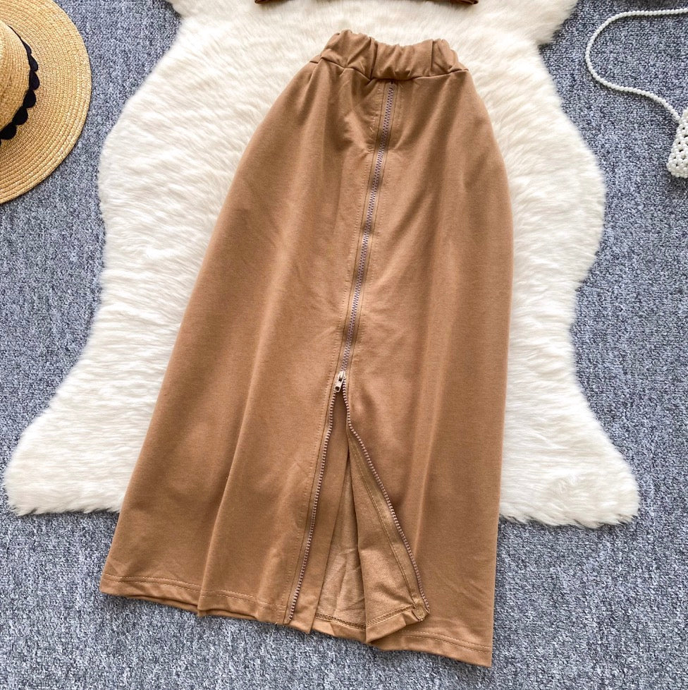 Painting Printed T-shirt & Split Skirt Set