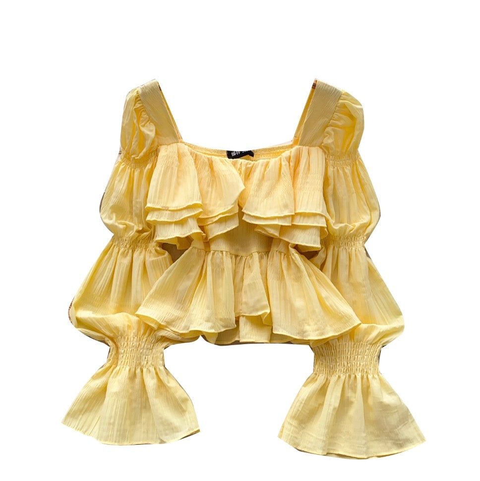 Elegant Flared Sleeve Pleated Shirt
