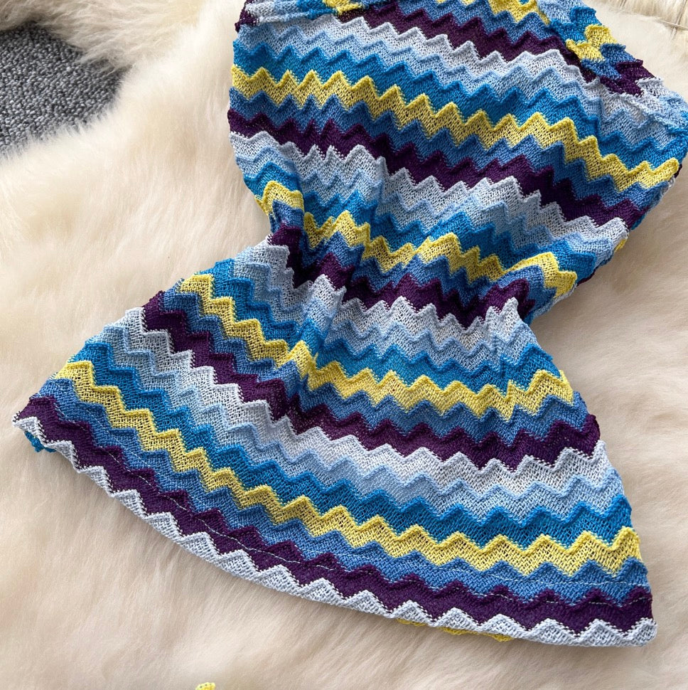 Colorful Striped Camisole & Skirt 2Pcs