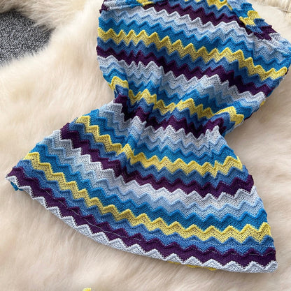 Colorful Striped Camisole & Skirt 2Pcs