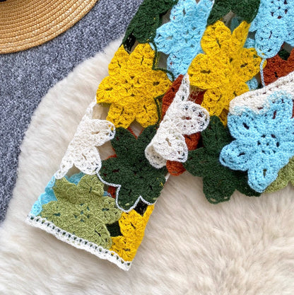 Bohemian Style Colorful Crochet Cardigan