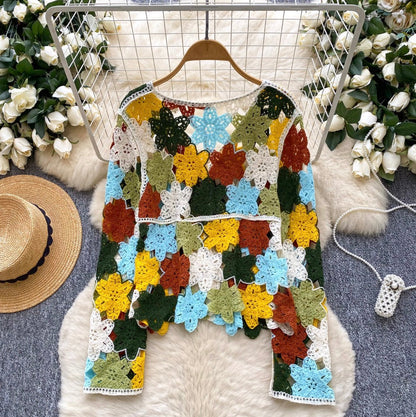 Bohemian Style Colorful Crochet Cardigan