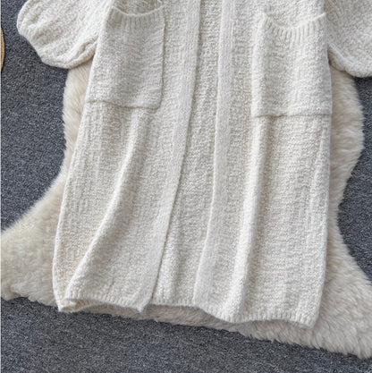 Soft Cardigan & Vest Dress 2Pcs