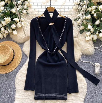 Niche Halter Dress & Outwear Knitted Dress