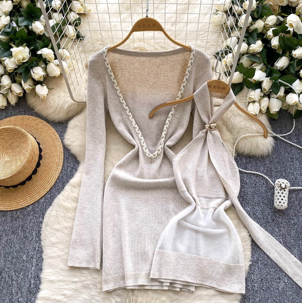 Niche Halter Dress & Outwear Knitted Dress