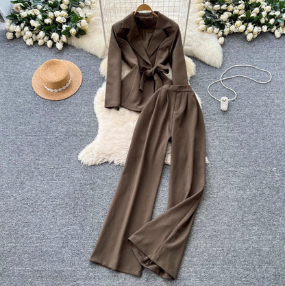 Suit-collar Blazer & Trousers OL 2Pcs