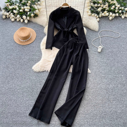Suit-collar Blazer & Trousers OL 2Pcs