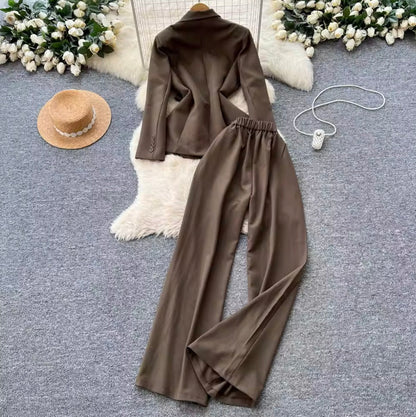 Suit-collar Blazer & Trousers OL 2Pcs