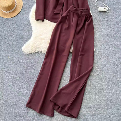 Suit-collar Blazer & Trousers OL 2Pcs