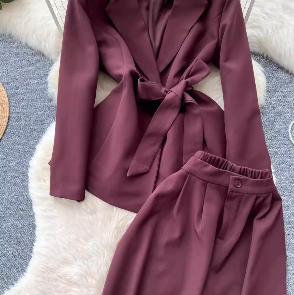 Suit-collar Blazer & Trousers OL 2Pcs