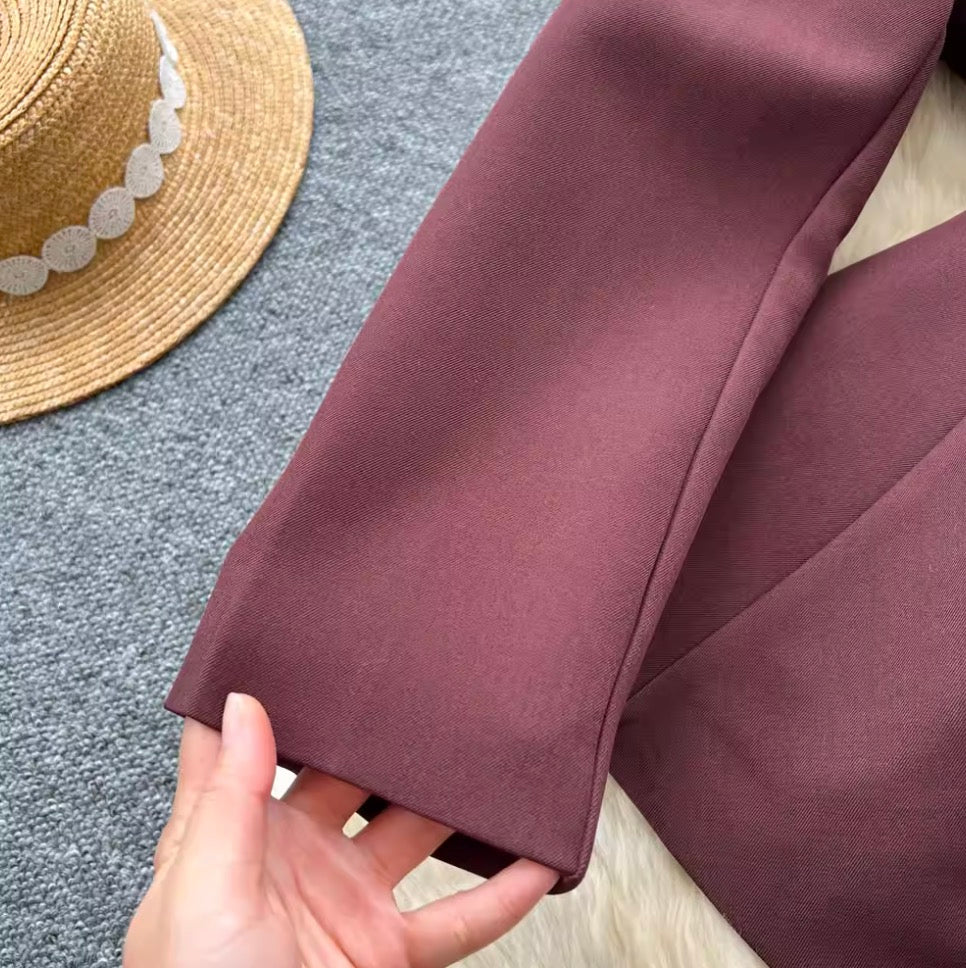 Suit-collar Blazer & Trousers OL 2Pcs