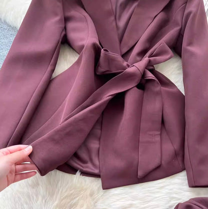 Suit-collar Blazer & Trousers OL 2Pcs