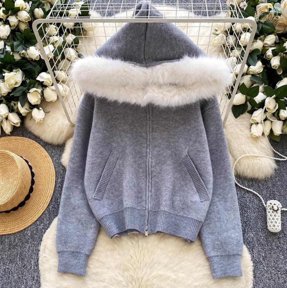 Furry Hooded Patchwork Hoodie