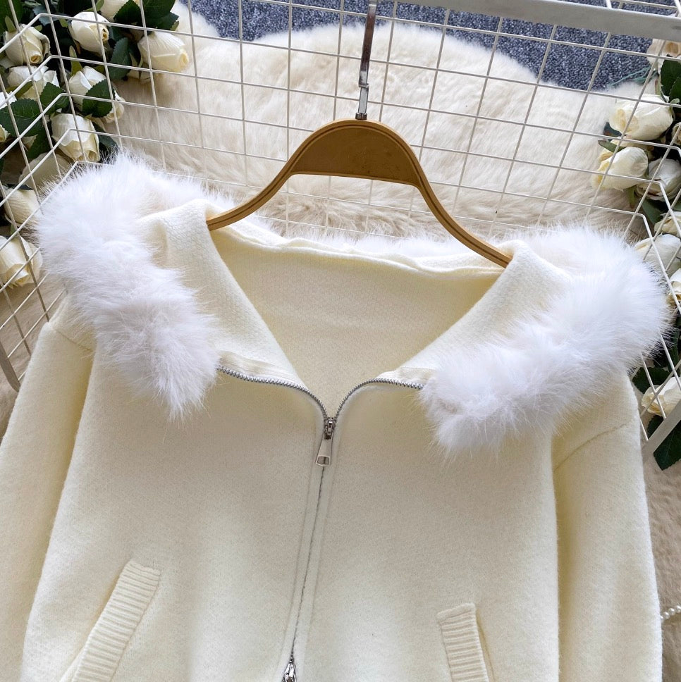 Furry Hooded Patchwork Hoodie