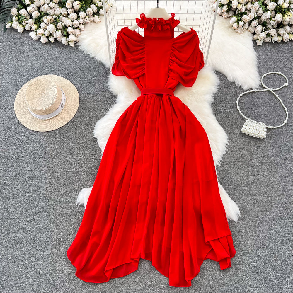 Elegant A-Line Ruffled Maxi Dress
