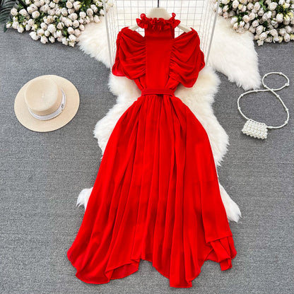 Elegant A-Line Ruffled Maxi Dress