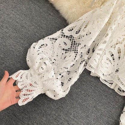 Autumn Whisper Floral Lace Blouse