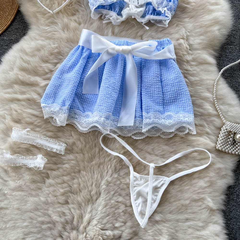 Lace Ruffle Maid Uniform 2Pcs Set