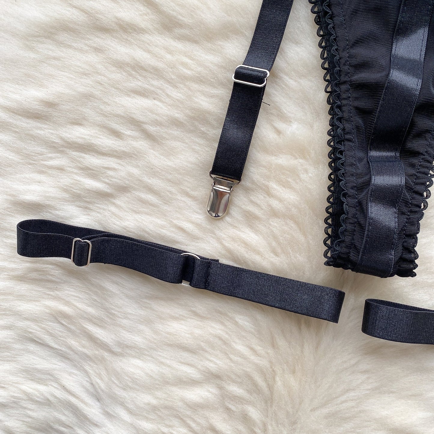 Lace-up Mesh Black Lingerie Set