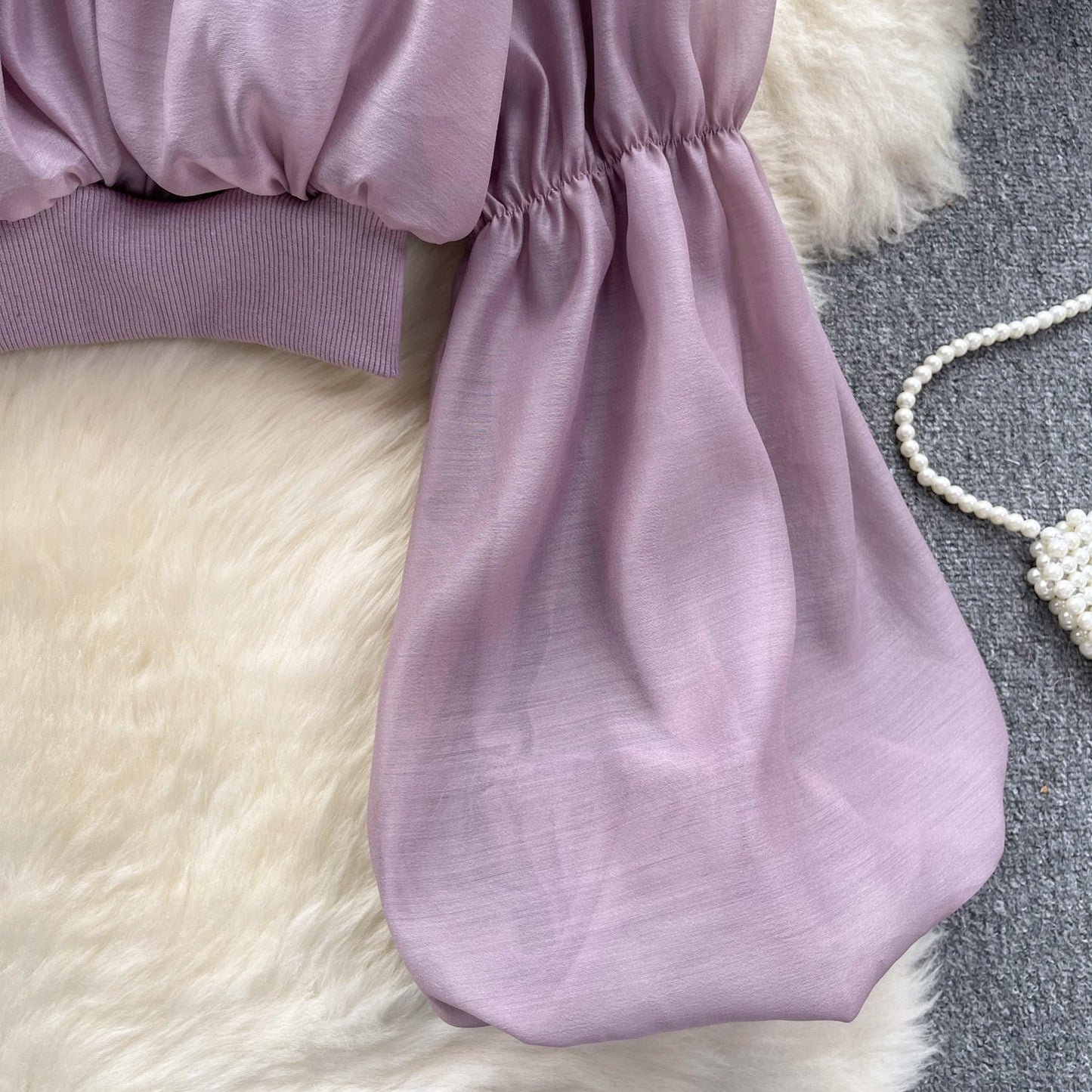 Sexy schulterfreies Chiffontop mit Rüschen