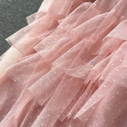 Ruffled Tulle Maxi Dress