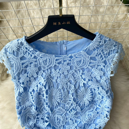 Vintage Crochet Lace Sleeveless Dress