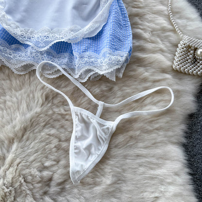 Lace Ruffle Maid Uniform 2Pcs Set