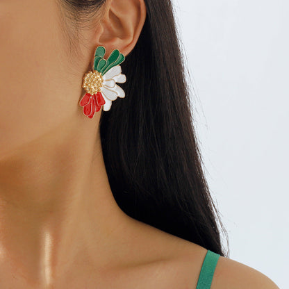 Vintage Alloy Flower Stud Earrings