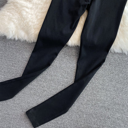 Tailored Sleeveless Vest & High-Waisted Stretch Trousers Set