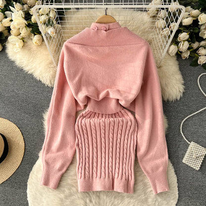 Halter Sweater Top & Cardigan 2Pcs