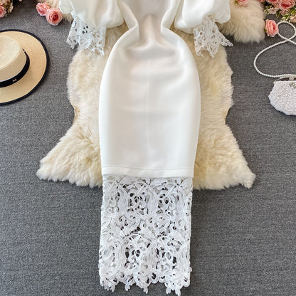 Vintage Lace Off-the-shoulder Dress
