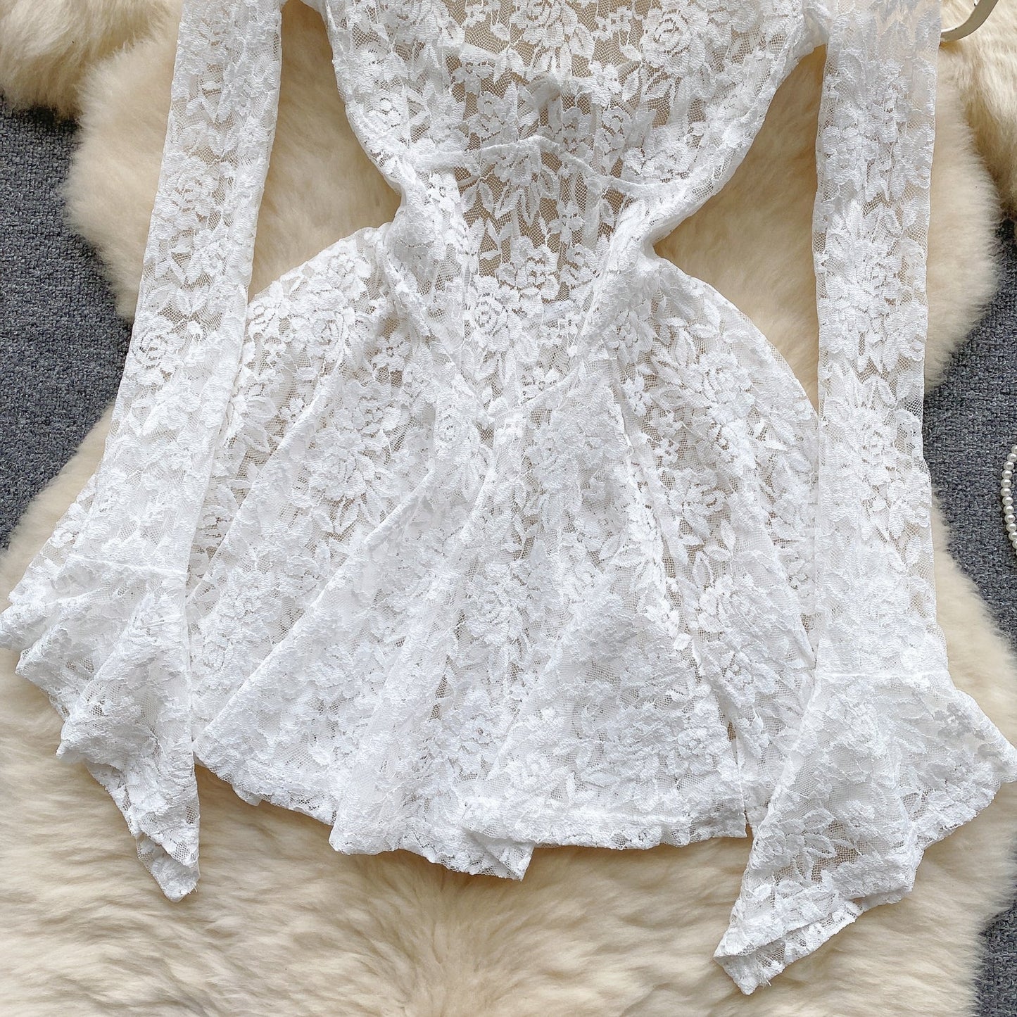 Wisteria Lace Bell-Sleeve Dress