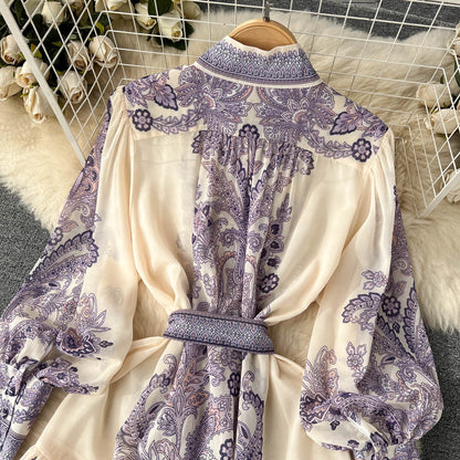 Courtly Floral Printed Chiffon Dress